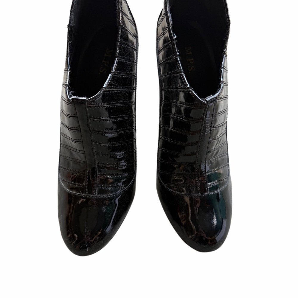 Women's Black Patent Leather Ankle Boots - 4” Heel